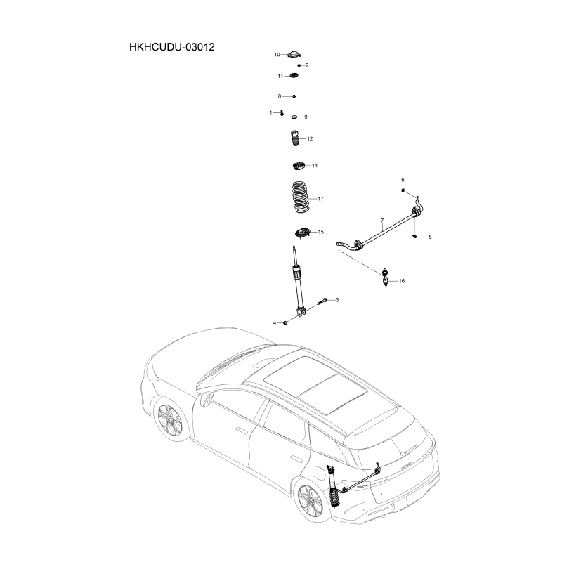 Barre stabilisatrice et amortisseur arrière BYD Seal 6 DM-i