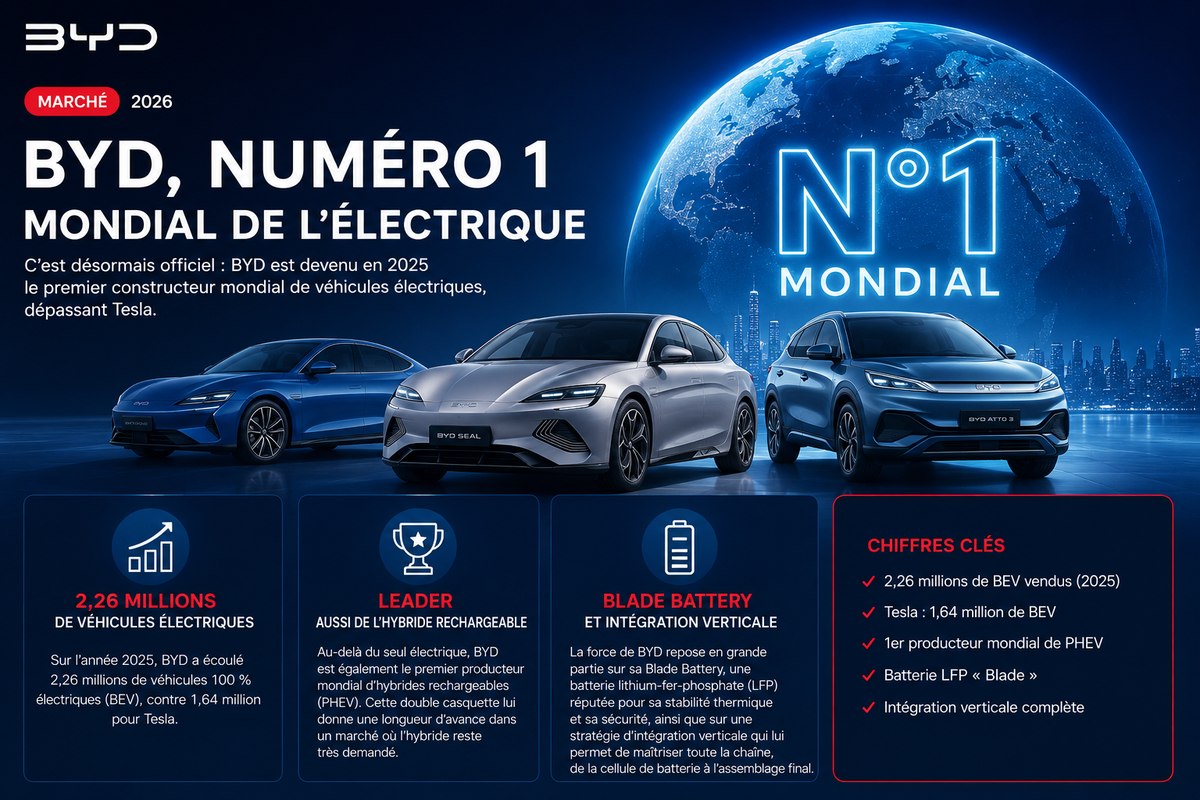 BYD, numéro un mondial de l'électrique en 2025